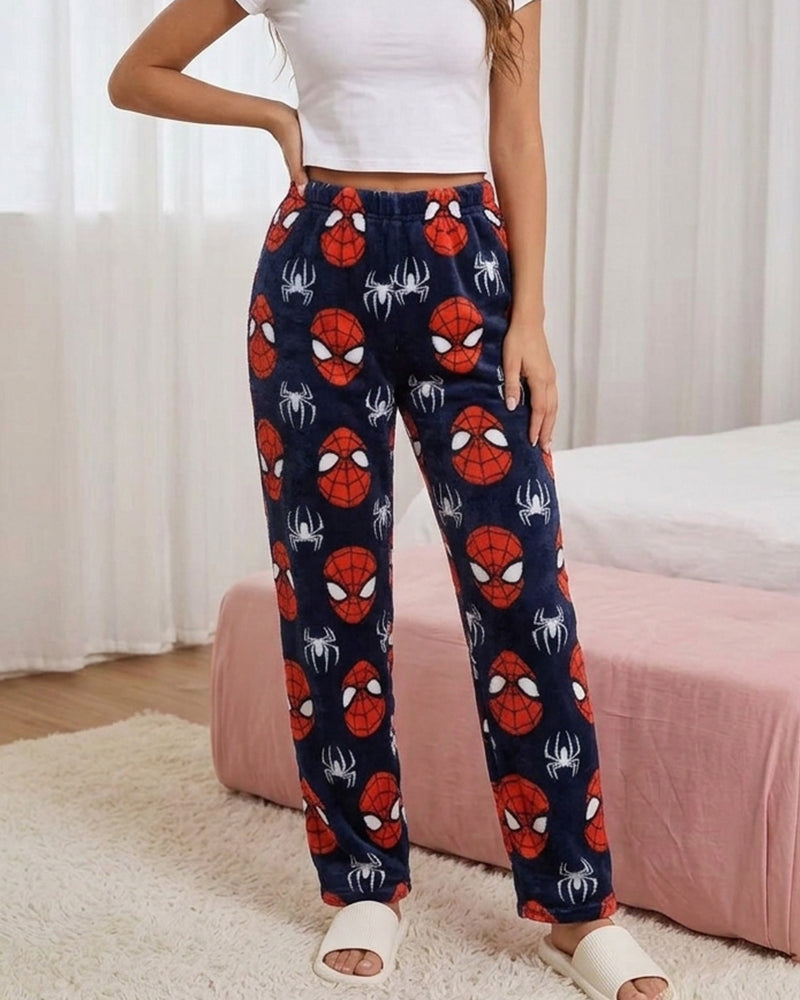 Willluxe® Cozy Cartoon Print Plush Flannel Lounge Pants