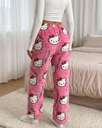 Willluxe® Cozy Cartoon Print Plush Flannel Lounge Pants