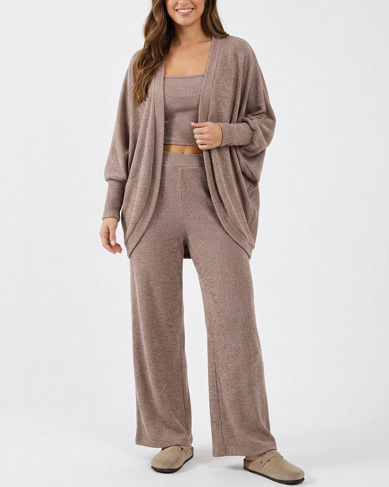 Curvvvy™ Ribbed Knit 3-Piece Lounge Set