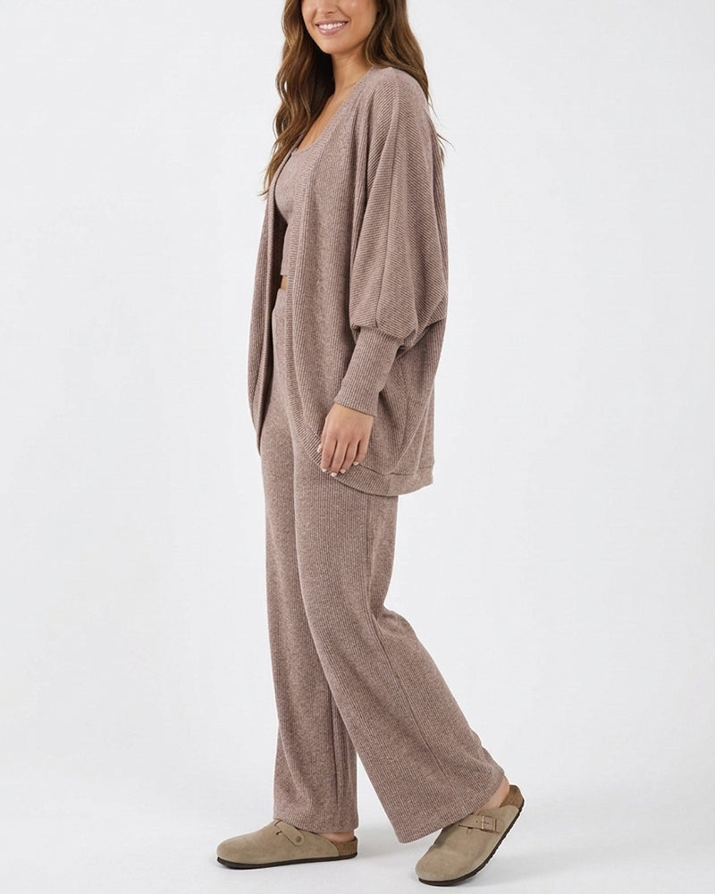 Curvvvy™ Ribbed Knit 3-Piece Lounge Set