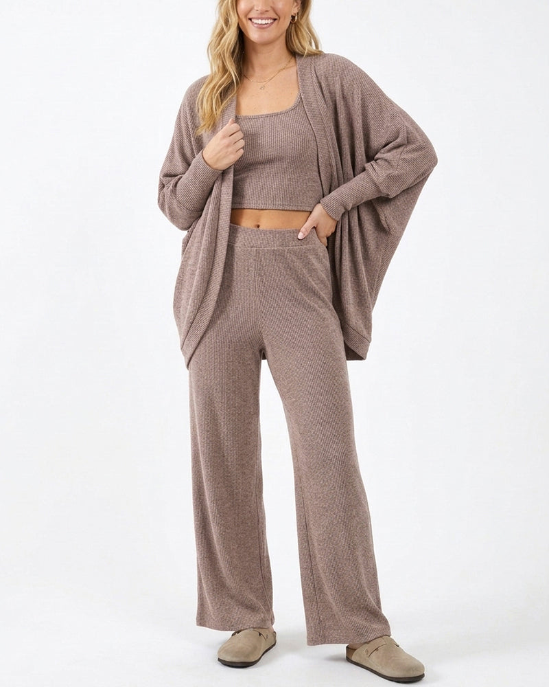 Curvvvy™ Ribbed Knit 3-Piece Lounge Set