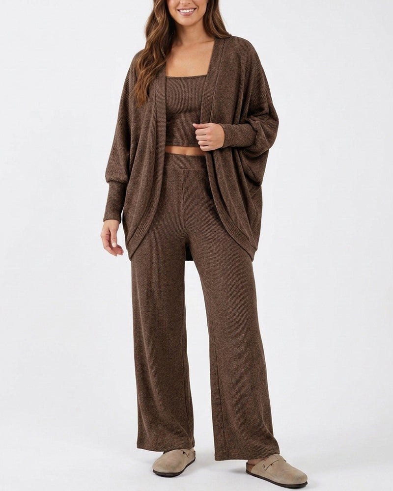 Curvvvy™ Ribbed Knit 3-Piece Lounge Set