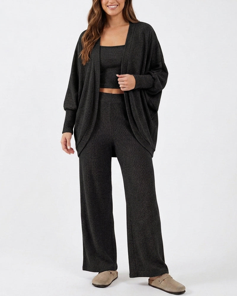 Curvvvy™ Ribbed Knit 3-Piece Lounge Set
