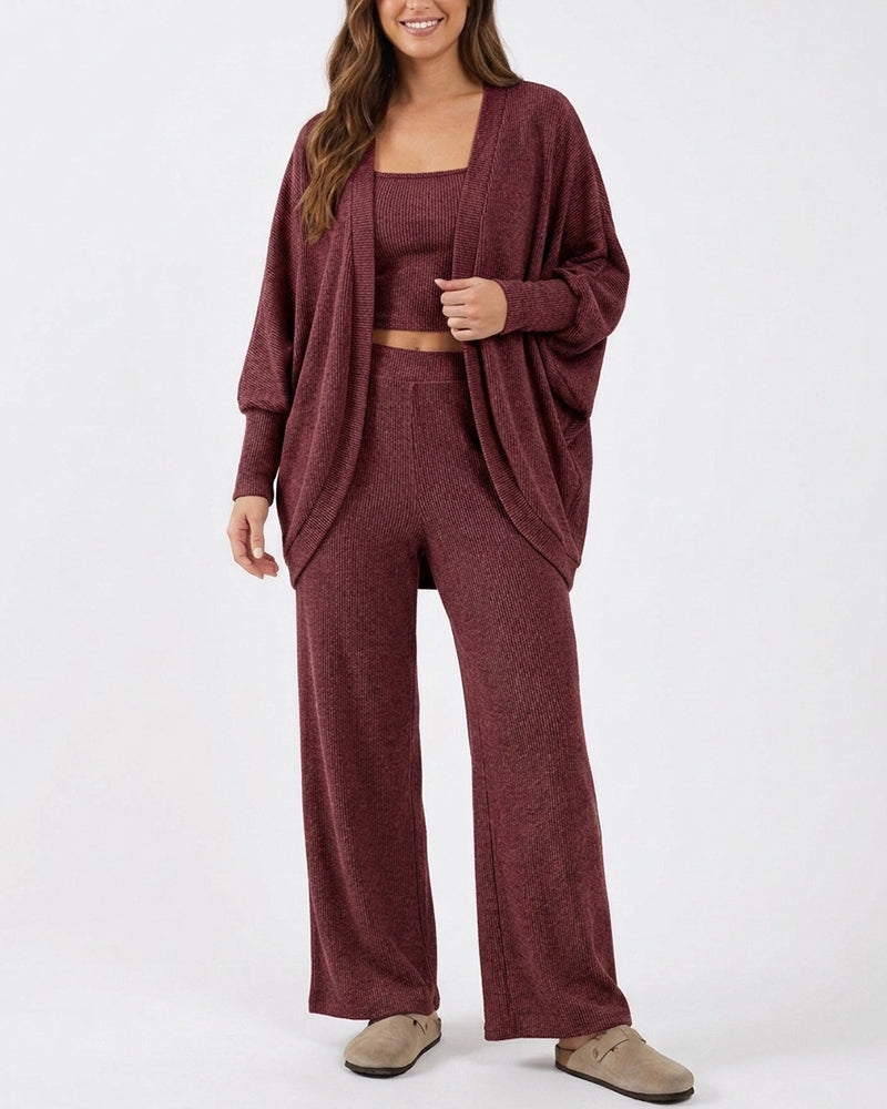 Curvvvy™ Ribbed Knit 3-Piece Lounge Set