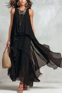 Willluxe® Boho Layered Chiffon Maxi Dress
