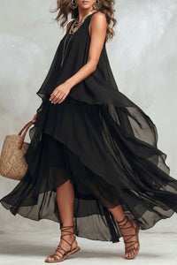 Willluxe® Boho Layered Chiffon Maxi Dress