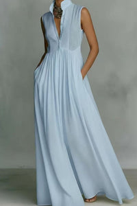 Willluxe® Stand Collar Sleeveless Casual Loose Maxi Dress