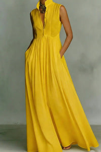 Willluxe® Stand Collar Sleeveless Casual Loose Maxi Dress