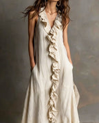 Willluxe® Ruffle-Front V-Neck Sleeveless Maxi Dress