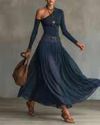 Willluxe® One-Shoulder Tulle Skirt Set
