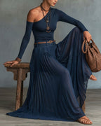 Willluxe® One-Shoulder Tulle Skirt Set