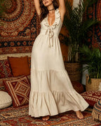 Willluxe® Casual Deep V Ruffled Sleeveless Dress