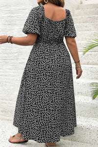 Willluxe® Plus Size Floral Smocked Bodice Maxi Dress with High Slit