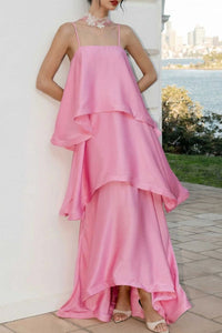 Willluxe® Elegant Three-layer Ruffle Sling Maxi Dress