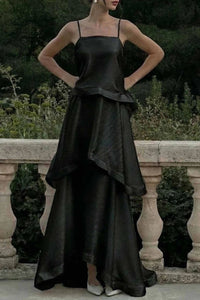 Willluxe® Elegant Three-layer Ruffle Sling Maxi Dress