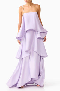 Willluxe® Elegant Three-layer Ruffle Sling Maxi Dress