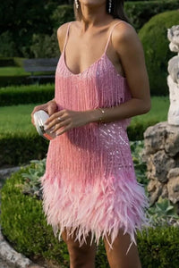 Willluxe® Candyfloss Feather Dream Mini Dress