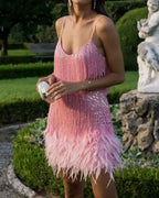 Willluxe® Candyfloss Feather Dream Mini Dress