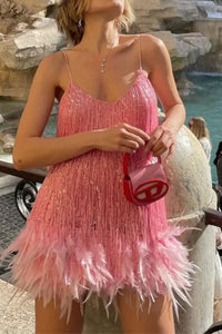 Willluxe® Candyfloss Feather Dream Mini Dress
