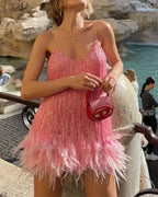 Willluxe® Candyfloss Feather Dream Mini Dress