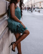 Willluxe® Candyfloss Feather Dream Mini Dress