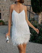 Willluxe® Candyfloss Feather Dream Mini Dress
