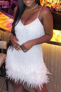 Willluxe® Candyfloss Feather Dream Mini Dress