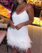 Willluxe® Candyfloss Feather Dream Mini Dress