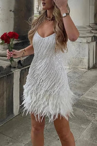 Willluxe® Candyfloss Feather Dream Mini Dress