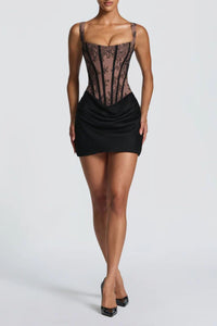 Willluxe® Rose Lace Corset Mini Dress