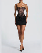 Willluxe® Rose Lace Corset Mini Dress