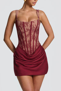 Willluxe® Rose Lace Corset Mini Dress