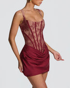Willluxe® Rose Lace Corset Mini Dress