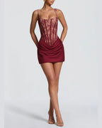 Willluxe® Rose Lace Corset Mini Dress