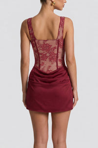 Willluxe® Rose Lace Corset Mini Dress