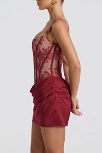 Willluxe® Rose Lace Corset Mini Dress
