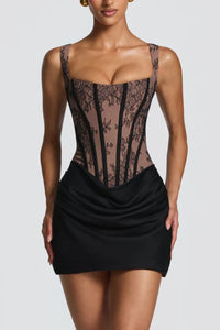 Willluxe® Rose Lace Corset Mini Dress