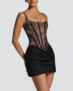 Willluxe® Rose Lace Corset Mini Dress