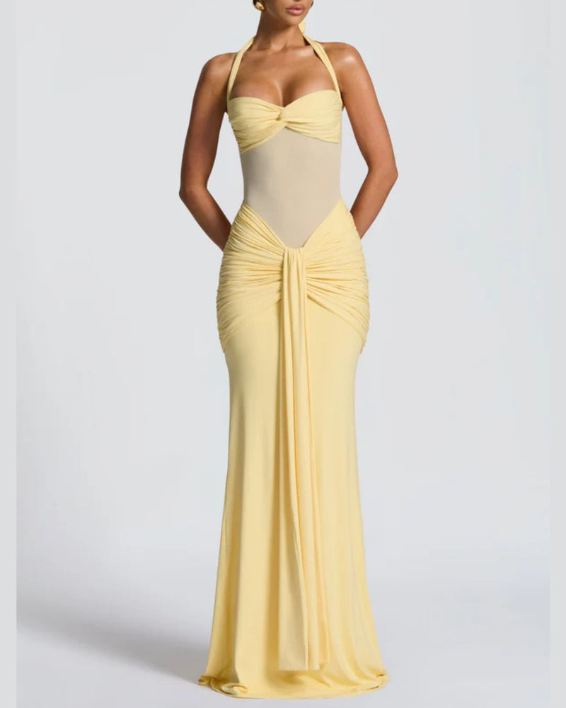 Willluxe® Halter Mesh Mermaid Maxi Dress