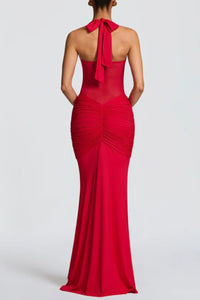 Willluxe® Halter Mesh Mermaid Maxi Dress