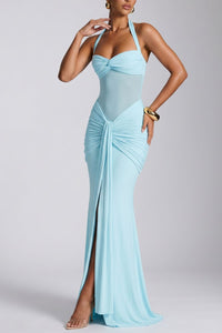 Willluxe® Halter Mesh Mermaid Maxi Dress