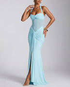 Willluxe® Halter Mesh Mermaid Maxi Dress