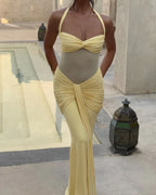 Willluxe® Halter Mesh Mermaid Maxi Dress