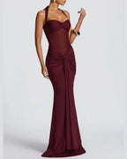 Willluxe® Halter Mesh Mermaid Maxi Dress