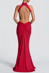 Willluxe® High Neck Halter Backless Maxi Dress