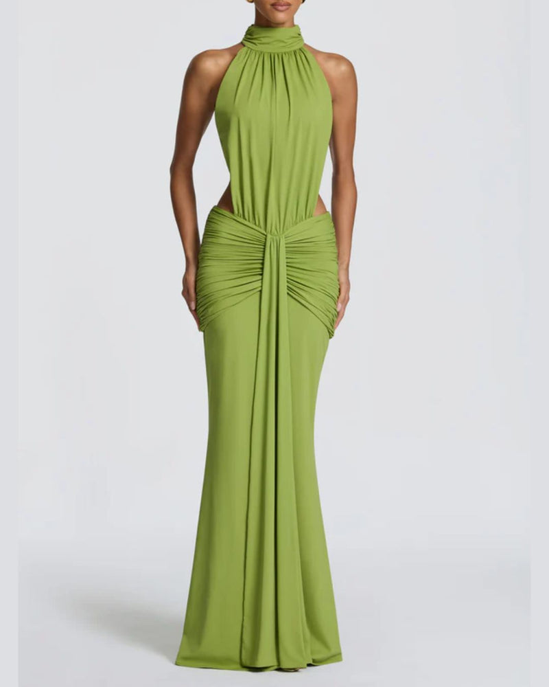 Willluxe® High Neck Halter Backless Maxi Dress