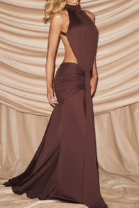 Willluxe® High Neck Halter Backless Maxi Dress