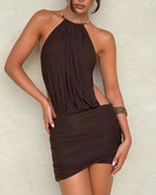 Willluxe® Choker Halter Backless Bodycon Mini Dress