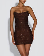 Willluxe® Sparkly Strapless Lace-Up Mini Dress