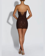 Willluxe® Sparkly Strapless Lace-Up Mini Dress